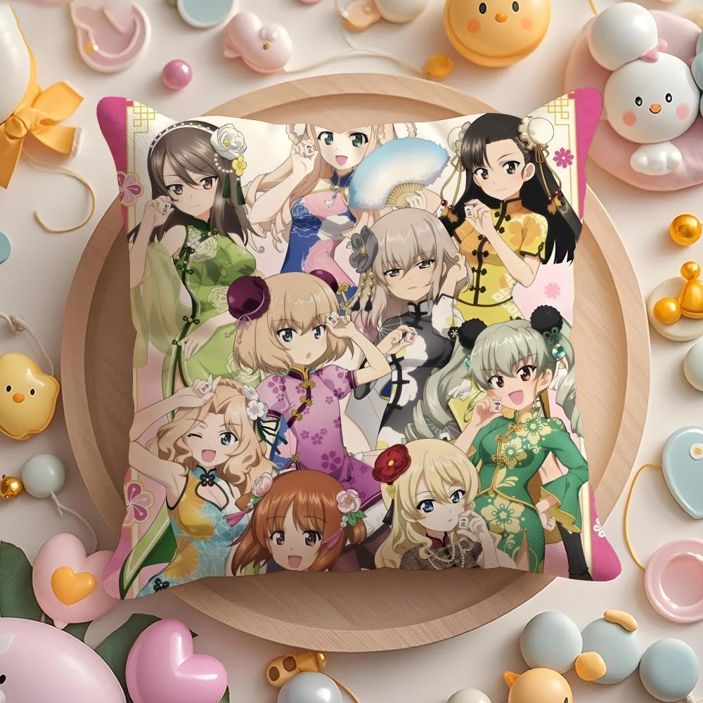 Girls Und P-Panzer More Love Cushion Cover Plush Fabric Soft Double-Sided Printed Sofa Warm Winter Home Gift Pillow Cover