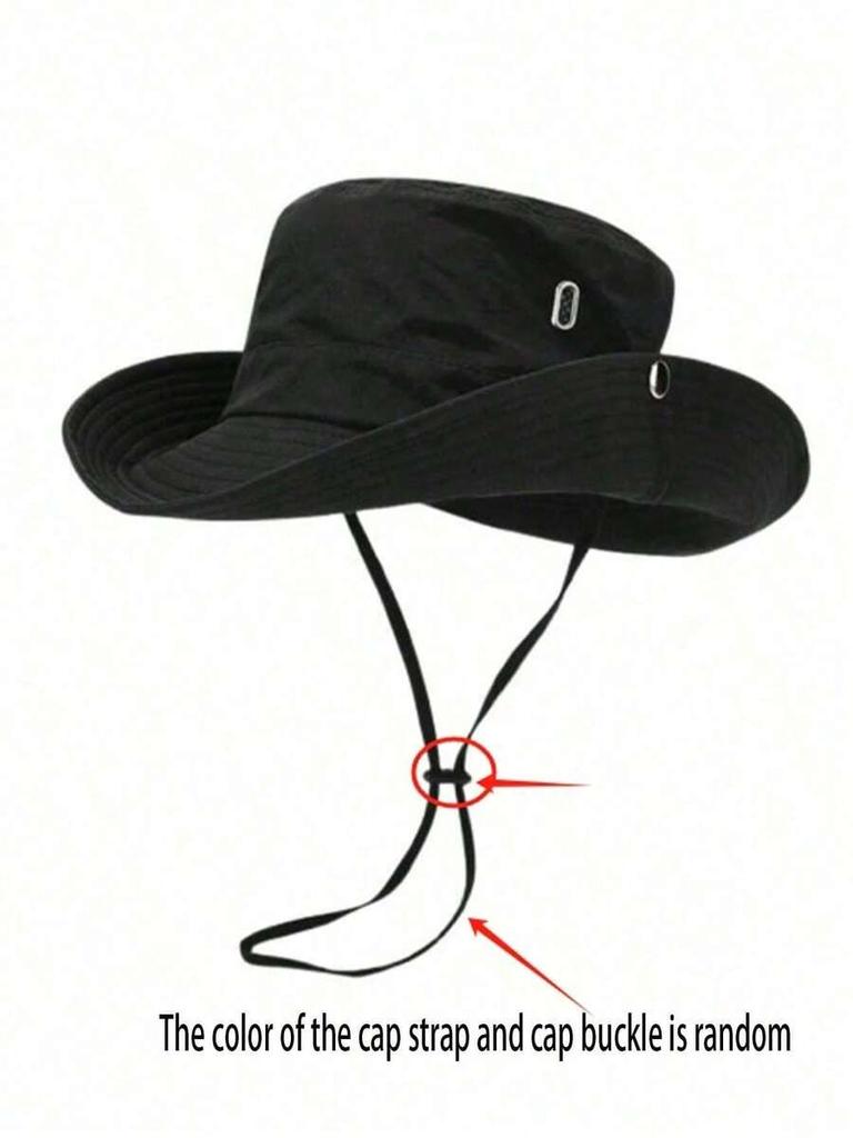 Solid Color Wide Brim Bucket Hat For Sun Protection Adjustable Outdoor Sports Beach Travel