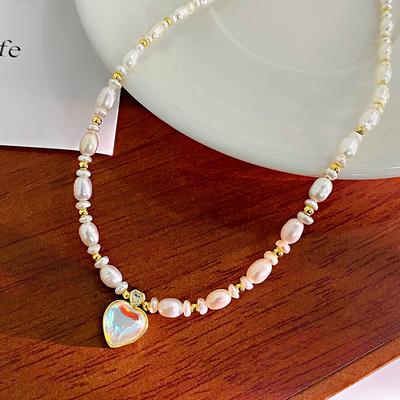 Fantasy Heart Shaped Pearl Necklace for Women French Romantic High Grade Princess Style Collar Chain