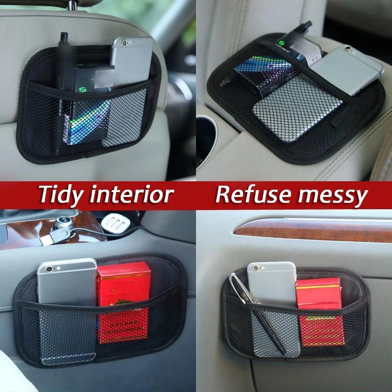 

Auto universal multifunctional mobile phone storage net pocket storage paste type storage box interior seat back storage bag