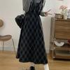Autumn Plus Size Women's Slimming Faux Two-Piece Patchwork Long Sleeve Dress with Cinched Waist