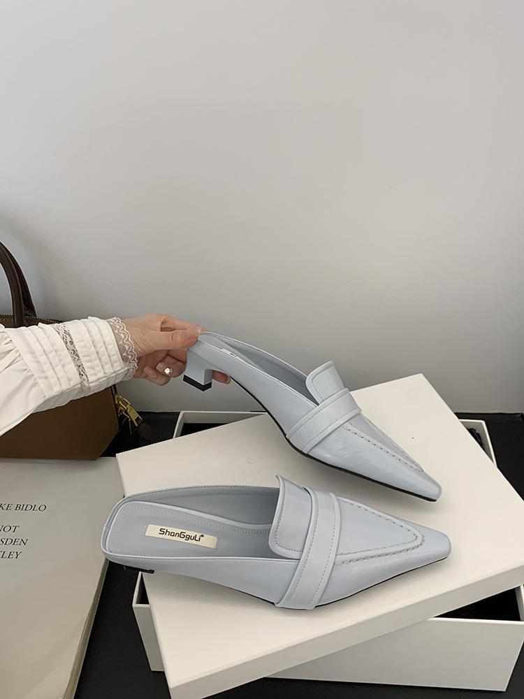 

Мода 2025 Мода Женские Мюли На Плоском Каблуке С Острым Носком Тапочки Ретро Стиль Повседневная Обувь Новые Весенние Лоферы Повседневные Сандалии Mujer 39 синий