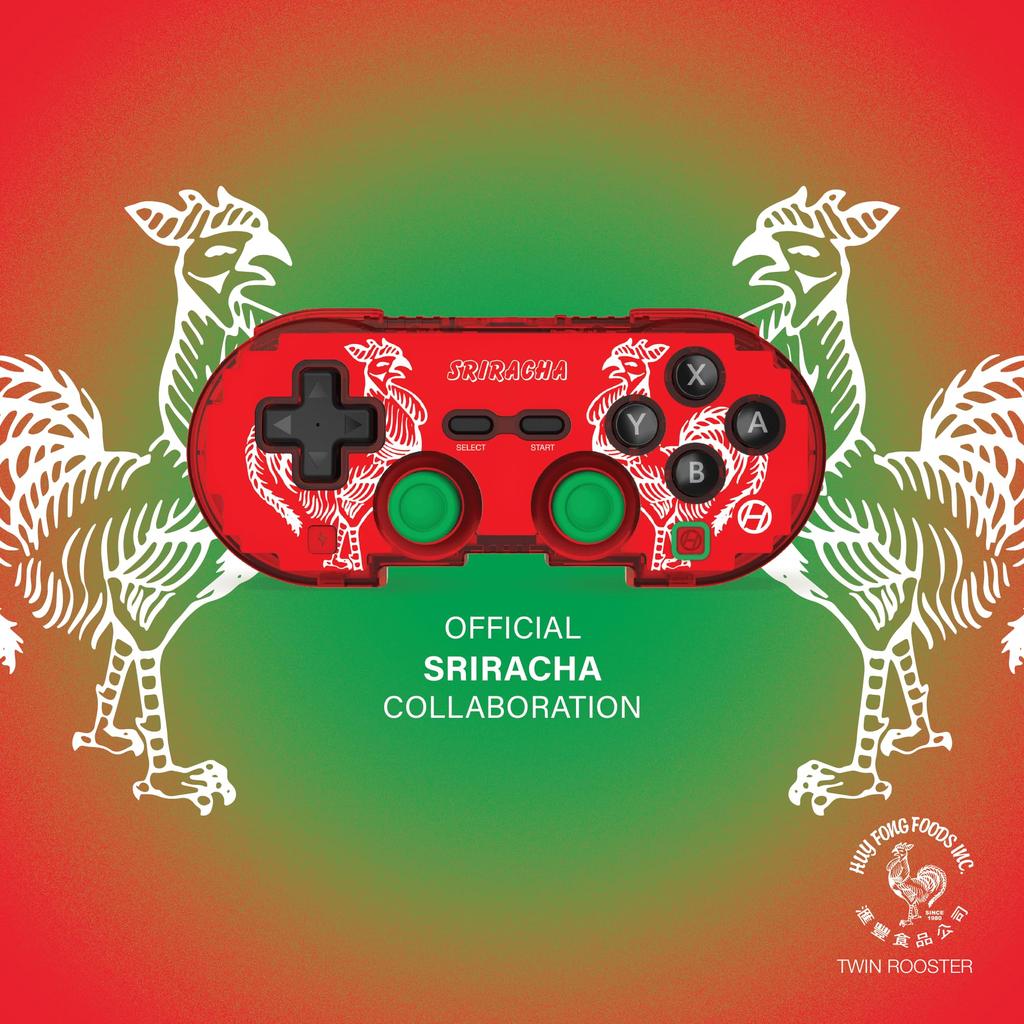 Hyperkin Limited Edition Bluetooth Wireless Controller Pixel Art Design Official Sriracha Twin Rooster Motif Compatible with Nintendo and &