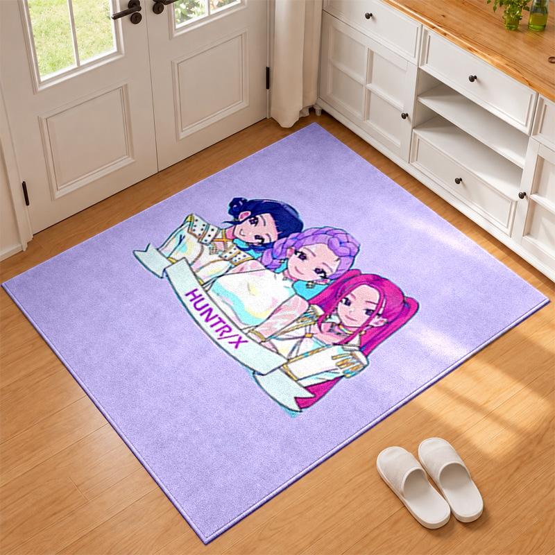 Kpop Demon Hunters Carpet Door Mat for Living Room or Bedroom Protective Mat Under Chair Office Decoration Christmas Gift Birthday Present