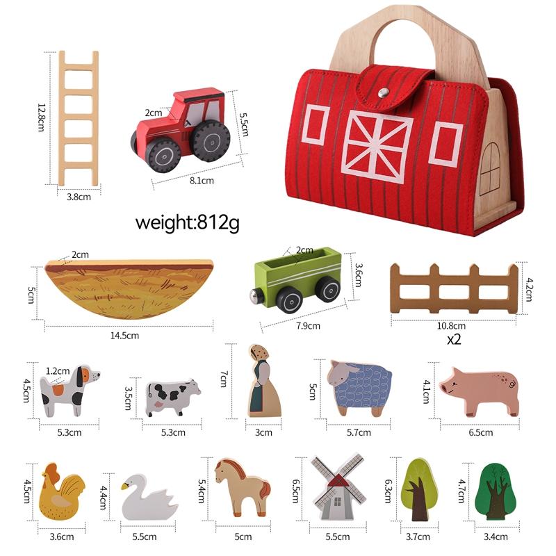 Baby Montessori Wooden Toy Kid Building Blocks Farm Theme Animal Stack Games Children Hands-on Balance Ability Stacking Toy Gift