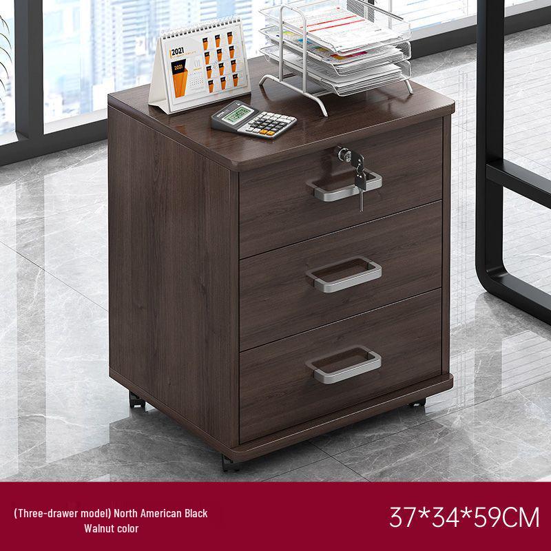 Wooden Office Filing Cabinet with Lock and Under-Desk Storage