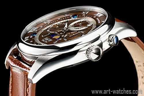 Armbanduhr, erweiterte Mondphase, Echtlederarmband, römische Ziffern, Index, 100 m wasserdicht, Tachymeter, Geschenk bis 300 Stück, Tagesgeschenk [JMW TOKYO]