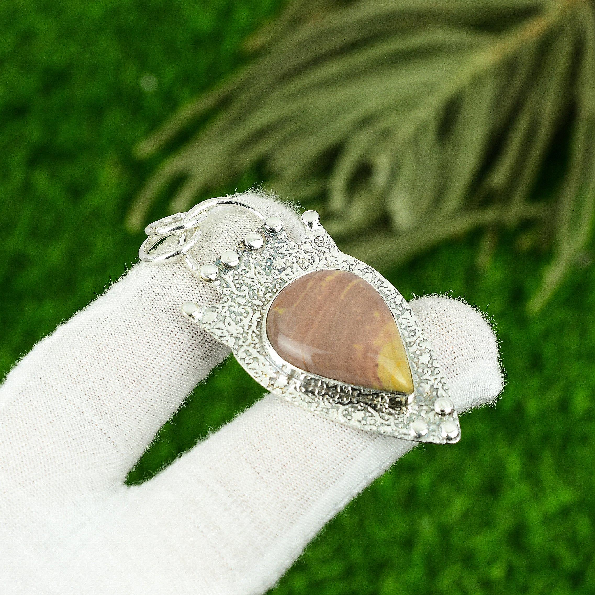 

925 Silver Imperial Jasper Stone Handmade Mother Engagement Elegant Boho Pendant