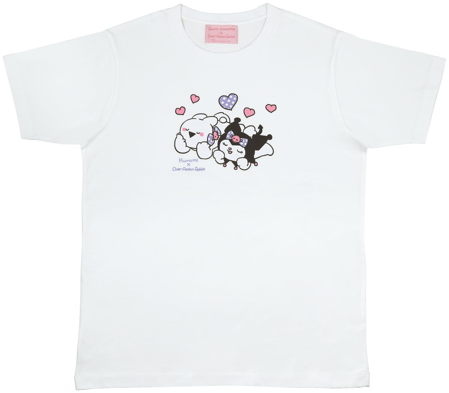 

Короткий размер скейтера Sanrio Kuromi Футболка с движущимся принтом, Рукав, L, 73,5 см, Белый, Экстремальный кролик ZTS17-A