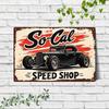 Racing Car Retro Style Metal Decorative Painting for Garage Room Decor