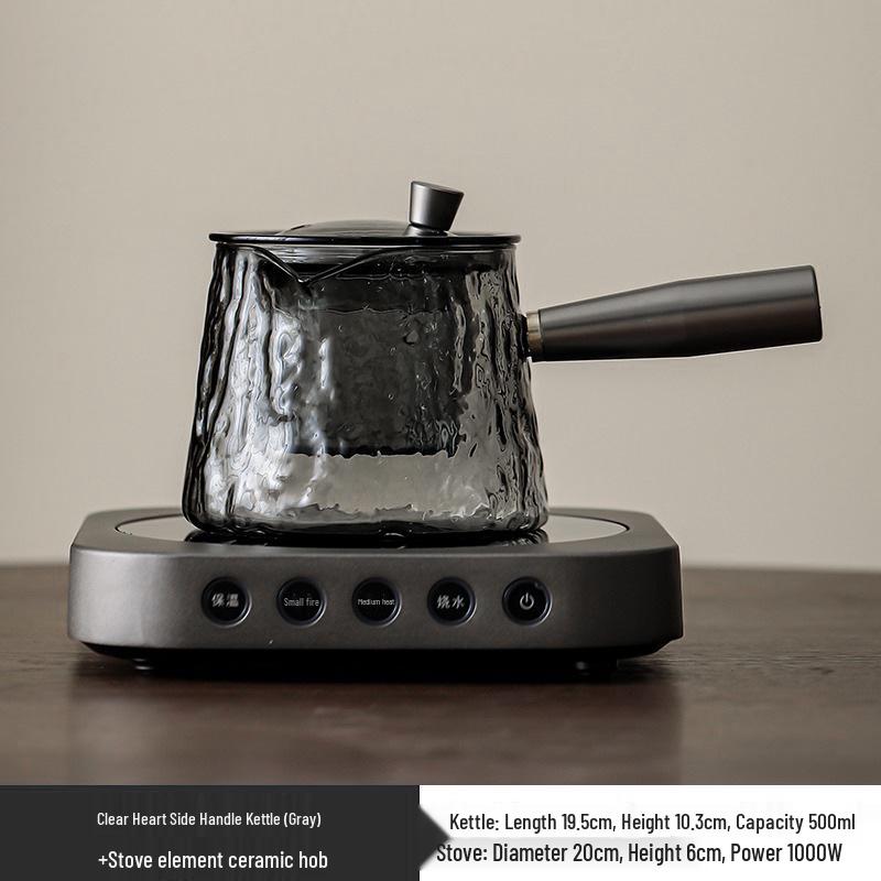 Glass Tea Kettle & Brewing Set for Induction Cooker: White Pot for Boiling, Steaming & Health-Preserving Tea at Home