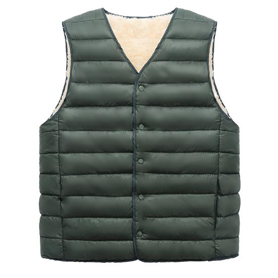 Far Vintervest Polstret plysj ensfarget Enkeltspent ermeløs kaldsikkert yttertøy Plus Size bomullsvest for utendørs