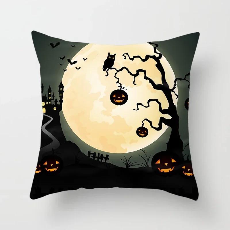 Halloween Theme Pillowcase Car Office Living Room Sofa Halloween Pumpkin Lantern Decoration Pillowcase