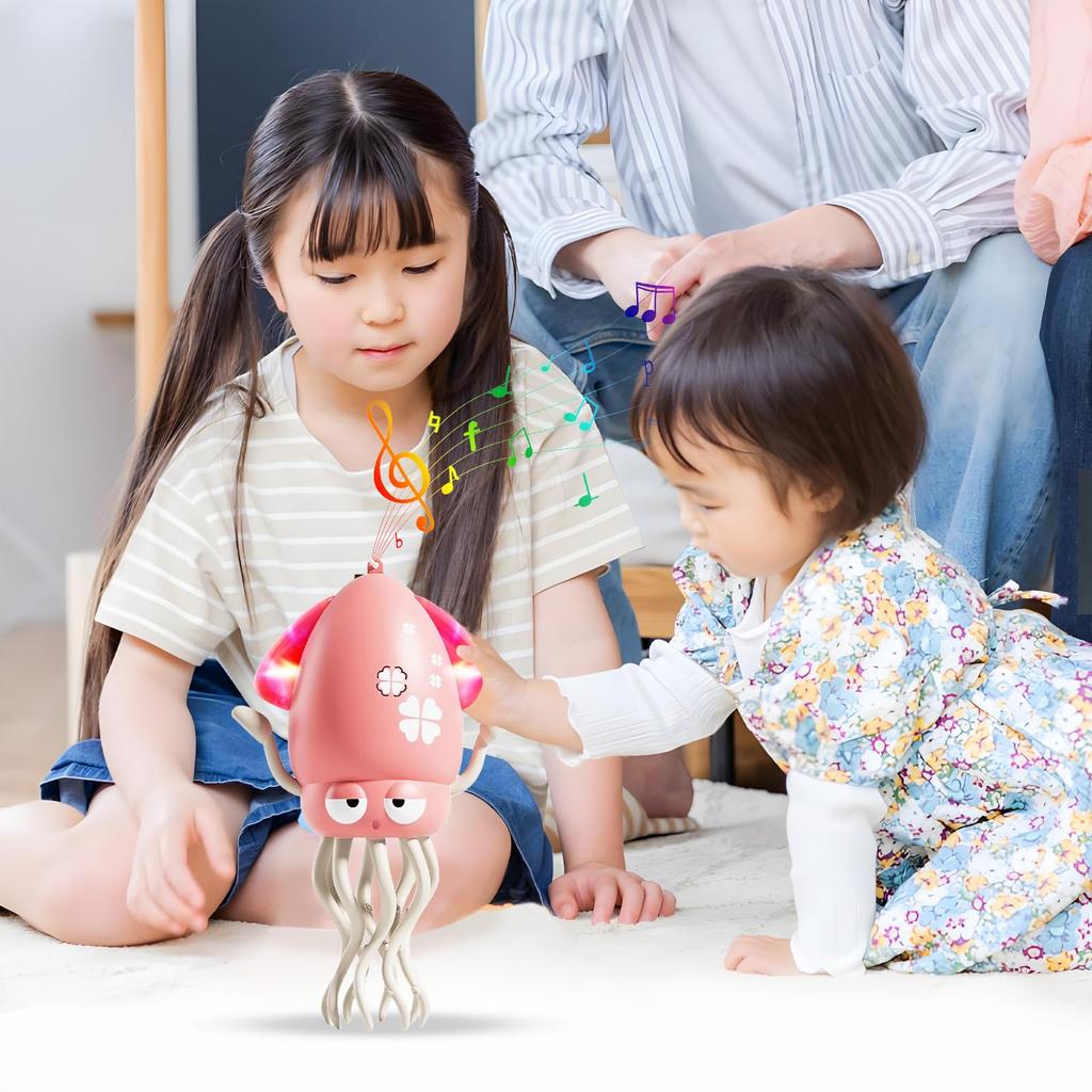 Homthy Dancing Squid Toy, Commemorating Japan's First Dancing Squid, Electric Dancing Squid Toy with LED Lights & Music, Automatic Avoidance