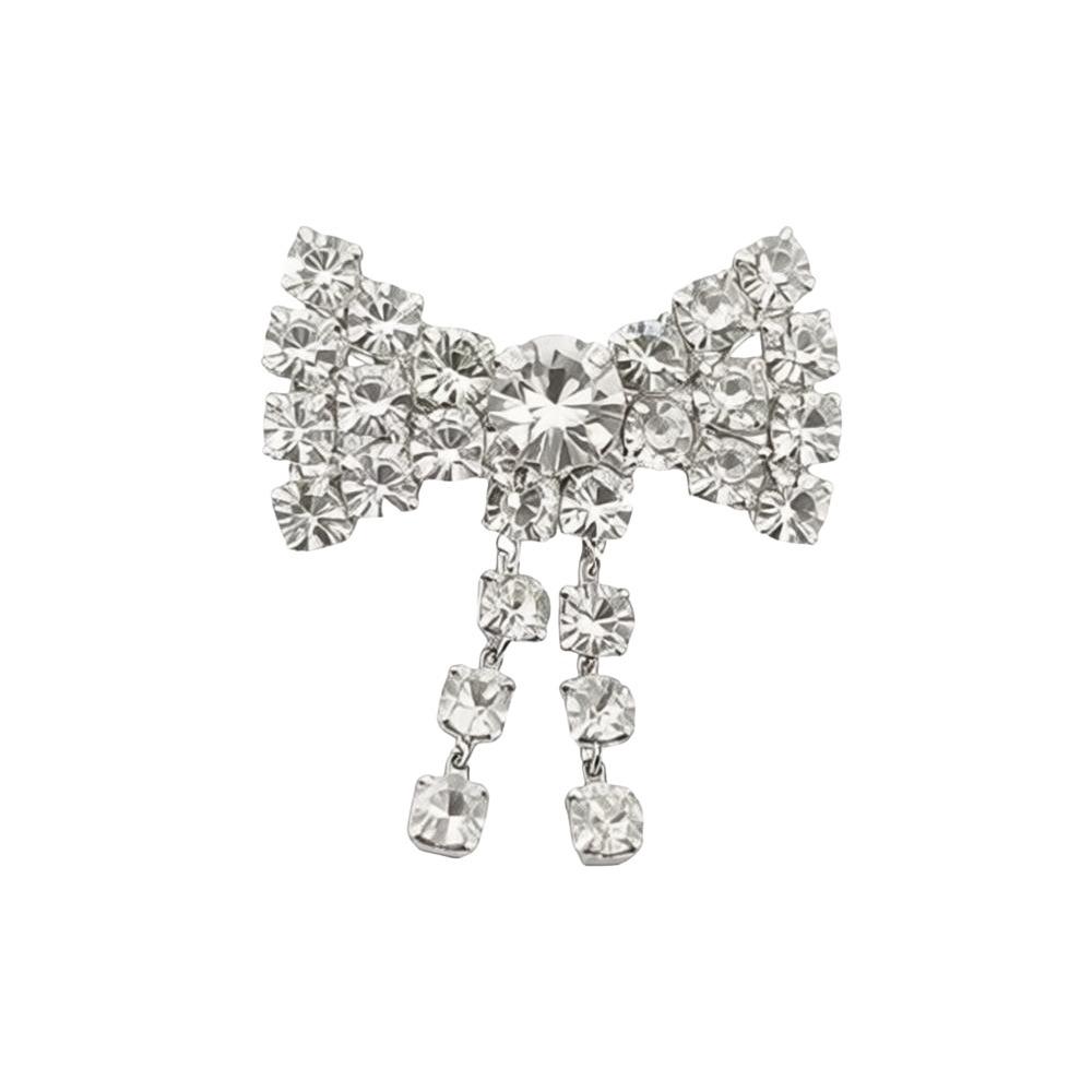 Fashion Elegant Bowknot Brooches Rhinestone Sparkling Brooches Pin Fastener Jewelry Cardigan Clip Waist Accessorizing