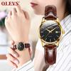 OLEVS Watch Leather Simple Easy To Suitable for High School Students and Women's - Stylish, Waterproof, Ultra-Thin, Strap, Analog, Small, Dial, Read,