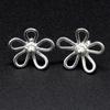 Minimalist Flower Studs Earrings Sterling Silver Woman Jewelry, Artisan Birth Flower Dainty Earrings,