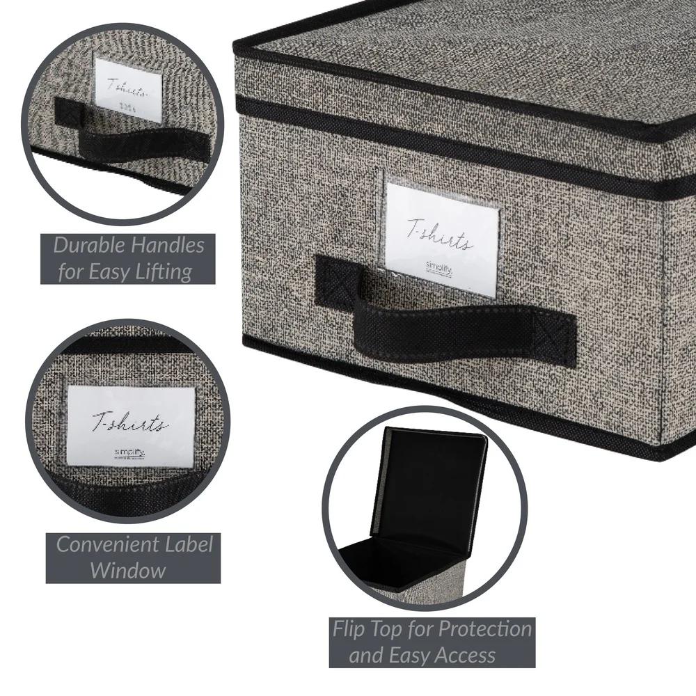 Stackable Plastic Storage Box with Lid and Label Window Clothing and Keepsake Organization Ideal Closet Bedroom Use