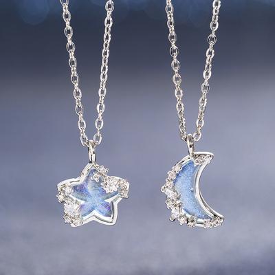 2023 Cute Trendy Star Moon Sugar Necklace New Moon Cloud Collarbone Chain Will Change Color Sugar Birthday Women's Gifts Jewelry