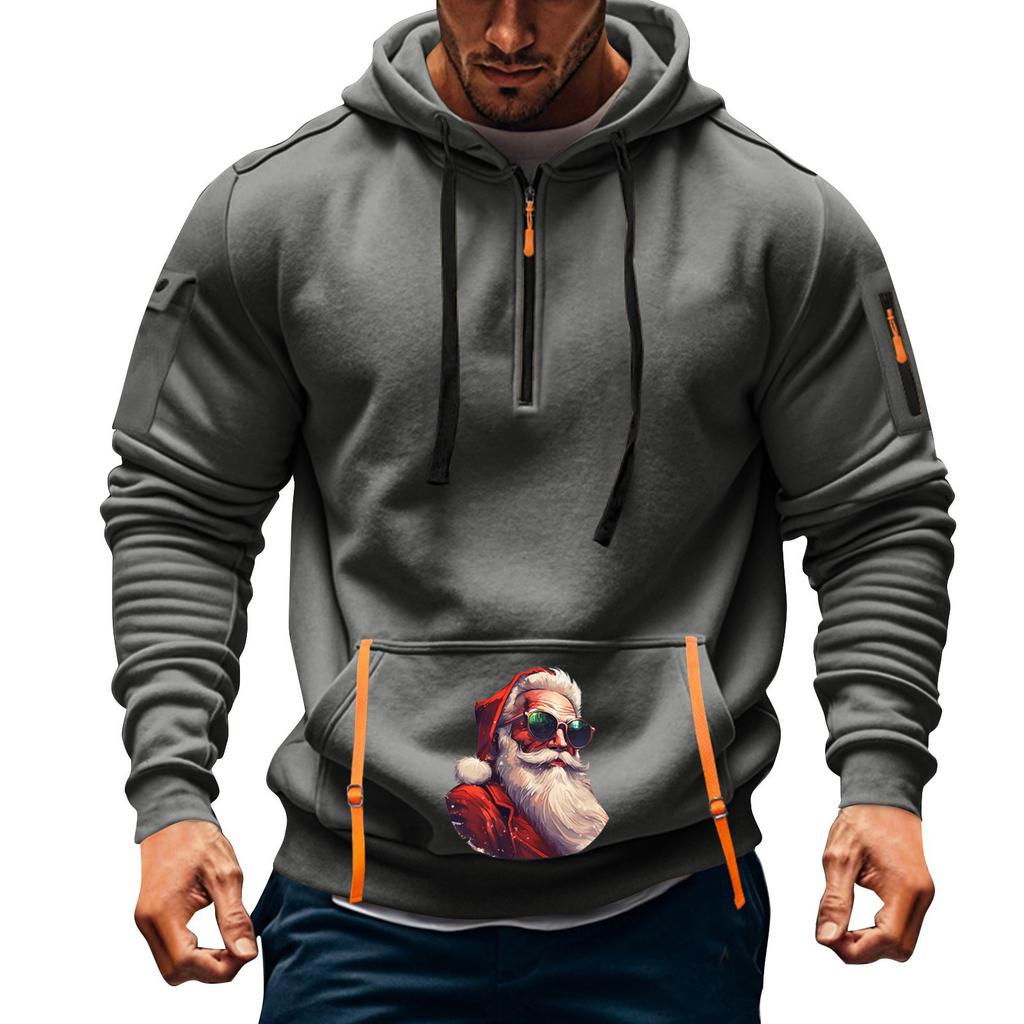 Men's Printed Sweatshirt Hoodie Zipper Arm Pocket Cardigan Men's Sports Large Size Casual Hoodie