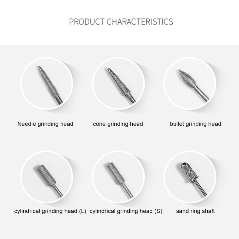 USB Electric Nail Drill Pen + Grinding Head Wheel Manicure Machine Set Gel Remover Sanding Polishing