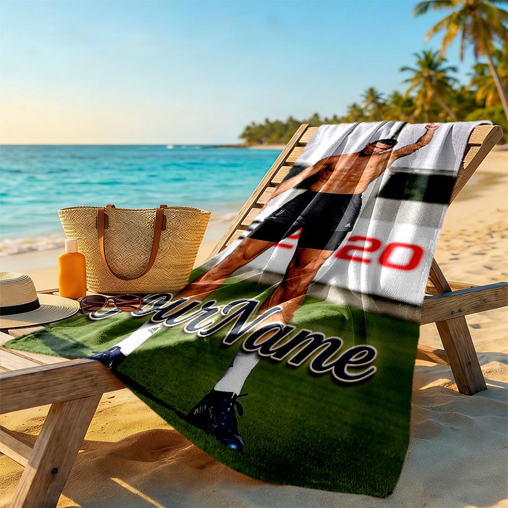 Cristiano Ronaldo Customized Name Beach Towel Super Soft & Absorbent Suitable for Sports Travel Swimming Yoga Bathroom Beach And Pool