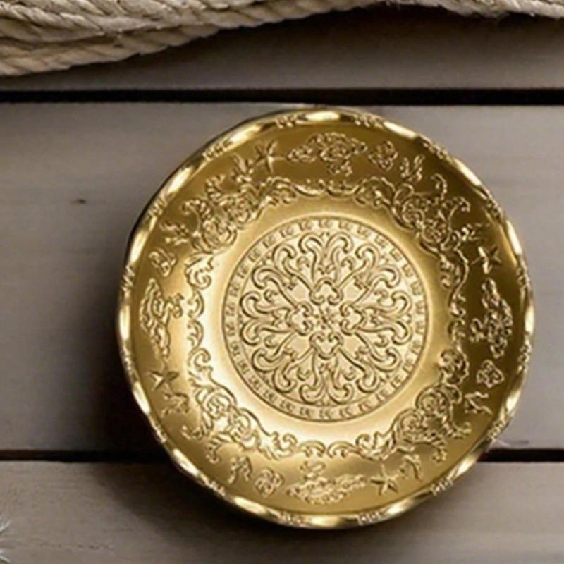 Metal Coaster, Luxury Creative Style, Golden Color, Embossed Craft, Suitable for Insulation, Tea Tray, Plate