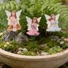 4 Pcs Fairy Garden Stake, Outdoor Resin Angel Figurine with Delicate Wings & Colorful Dress, Rust-Proof Metal Stake for Plant Pots,