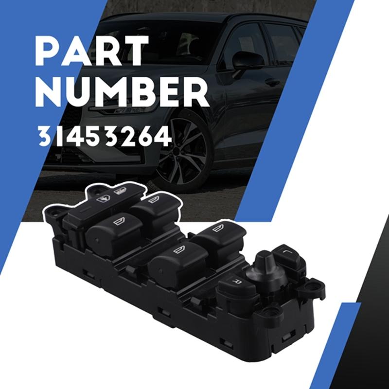 Fensterheberschalter 31453264 Vorne Links Mit Kindersicherung Schwarz Passend für Volvo