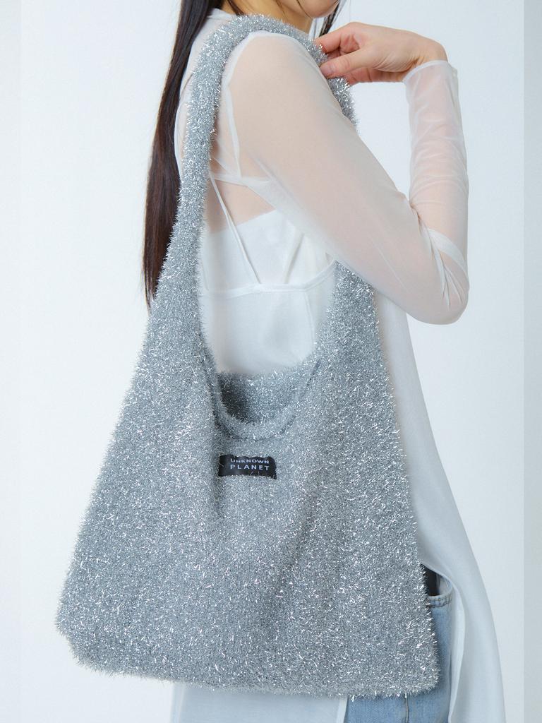 Unknown Planet Knit Shoulder Bag Silver