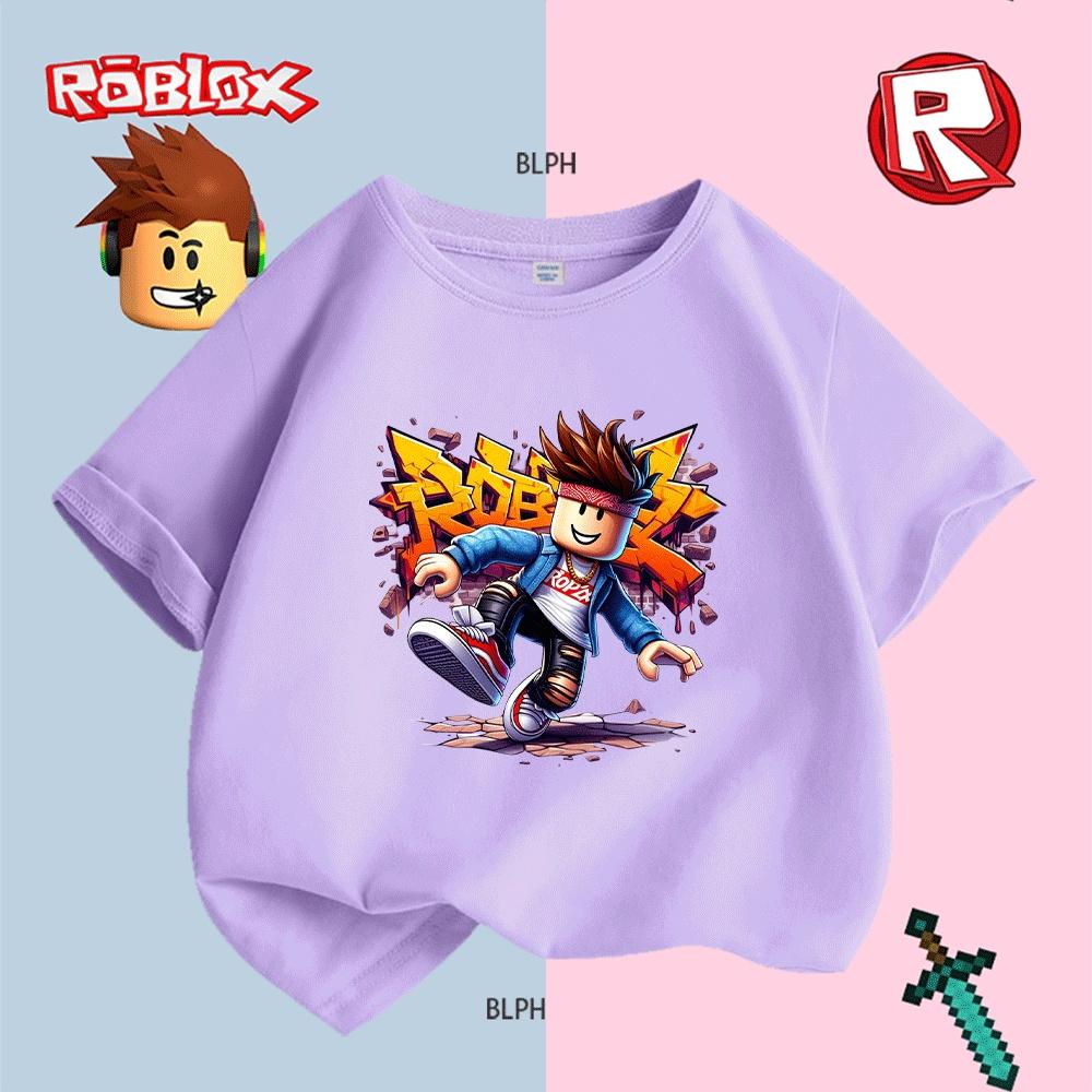 Cool Roblox Character Print Kids T-Shirt Fashion Casual Short Sleeve Tee for Boys Girls Summer Wear