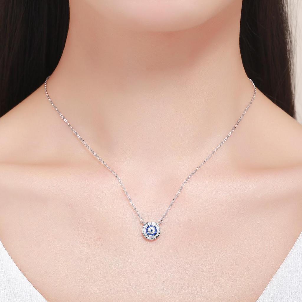 Devil's Eye S925 Sterling Silver Necklace Zircon Pendant for Women Evil's Eye Necklace Custom Fine Jewelry Necklaces