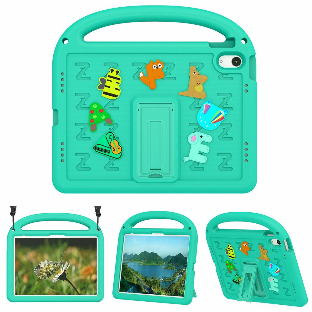 For iPad (2025)/10.9 (2022) Case with Strap EVA+PC Kickstand Tablet Cover Cartoon Design
