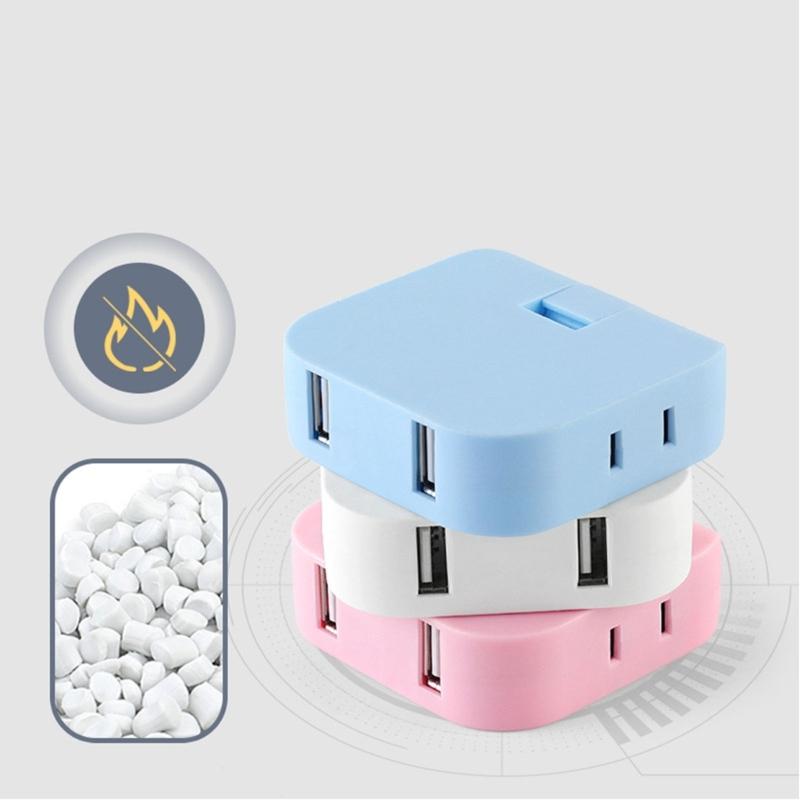 4 In 1 Rotatable Socket Converter Flat Pin Plug AC Outlet Extender Wall Tag Plug with 2USB Charge Adapter 180°Rotary