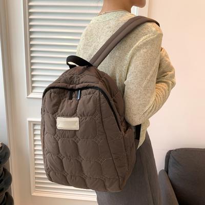 Ultra-light Winter Warm Down Space Backpack for Women  Girls Schoolbags  Fashion Trend  Light Cotton Travel Bags