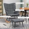 Rocking Chair with Stool, comfortable, up to 130 kg, Linen Look, 64x89x90cm, Grey