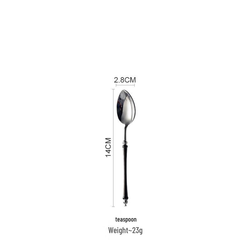 

ZISIZ Retro Japanese Style 304 Stainless Steel Tea Scoops - Black & Silver (Set of 2)