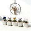 Mini skleněná figurka tulipánu Ručně foukaná miniaturní květina z umělého křišťálu v květináči pro ženy, maminku, svatbu, Den matek, kancelář, domov, středový díl stolu