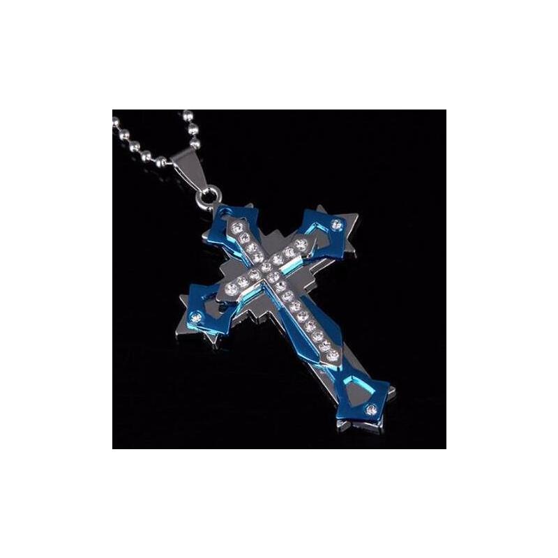 Acier Titane Avec Diamants Collier Croix Acier Inoxydable Accessoires Homme Et Femme Collier Pendentif Moulé