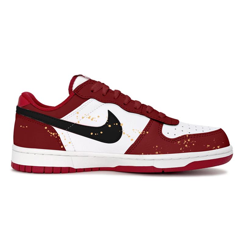 Nike Big Red Horse Streaming Gold, Shopping Bag CNY Horse Year, New Year Edition, Mist Forest Low top Skateboard Shoes 355152-150(Team1625-)