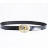 Whole Cowhide Retro Men's Belt Letter M Gold and Silver Two-color Oval Buckle Belt