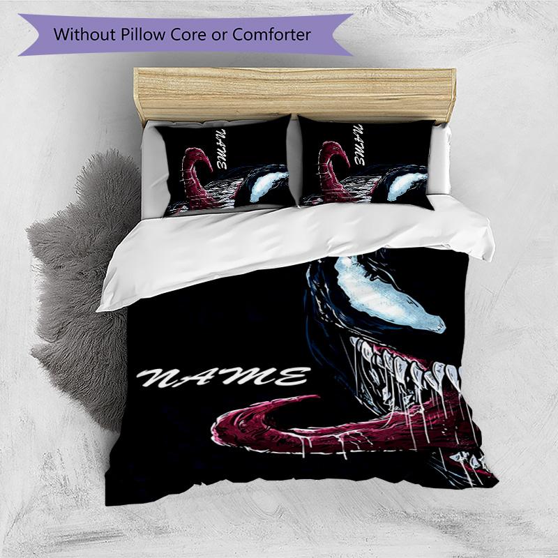 3pcs Venom3 Cover Set - Personalized Name, HD Printed Bedding with 1 Cover and 2 Pillowcases - Perfect for Home Decor, Easy Care