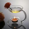 BRTransparent Glass Candlestick Candle Holder Scented Tray Scented Burner Essential Oil Candle Stick Holder Home DecorationEY