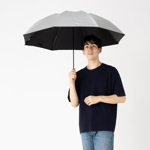 LIEBEN-0804 (Silver/Black) 60cm Folding Parasol for Sun and Rain, UV Protection, 100% Light Blocking, Heat Shielding, Tri-Fold, for Men and Women
