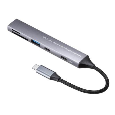 Sanwa Supply Hub USB 5Gbps Slim com Leitor de Cartões 3 Portas, USB-5TCPC29GM