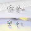Style Ladies Stud Pair Birthday Girls Unfading Electroplated Ear Earring Silver Shape 1 Gift Flower Copper European