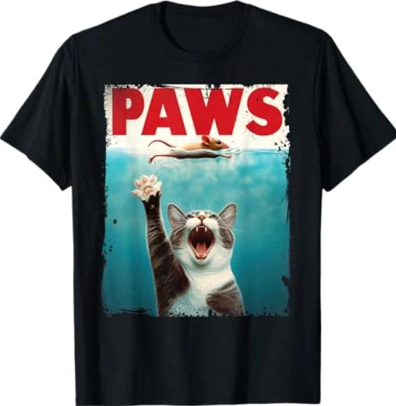 Paws Parody Cat Mouse Humorous Cat Chasing Mouse Kitten T-Shirt XL