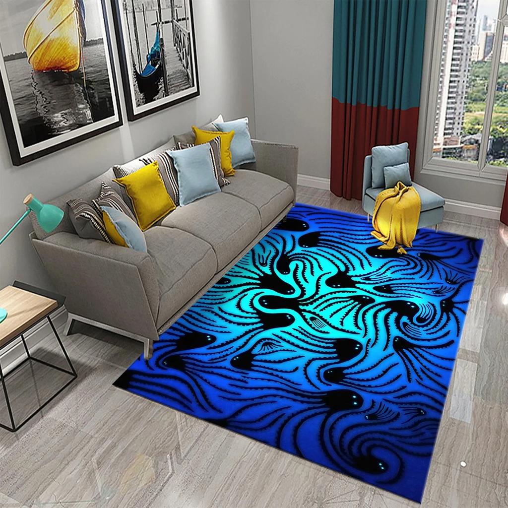 3D Ocean Themed Funny Octopus Carpet For Home Bedroom Decorative Living Room Bathroom Entrance Non-Slip Kitchen Carpet