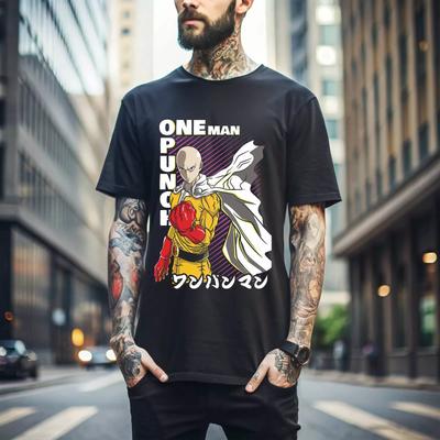 100% bavlna TOPY UNISEX TRIČKA PÁNSKÁ DÁMSKÁ SAITAMA One Punch Man Tričko Hororové Anime Manga Dárky Černé Tričko Všechny Velikosti 096