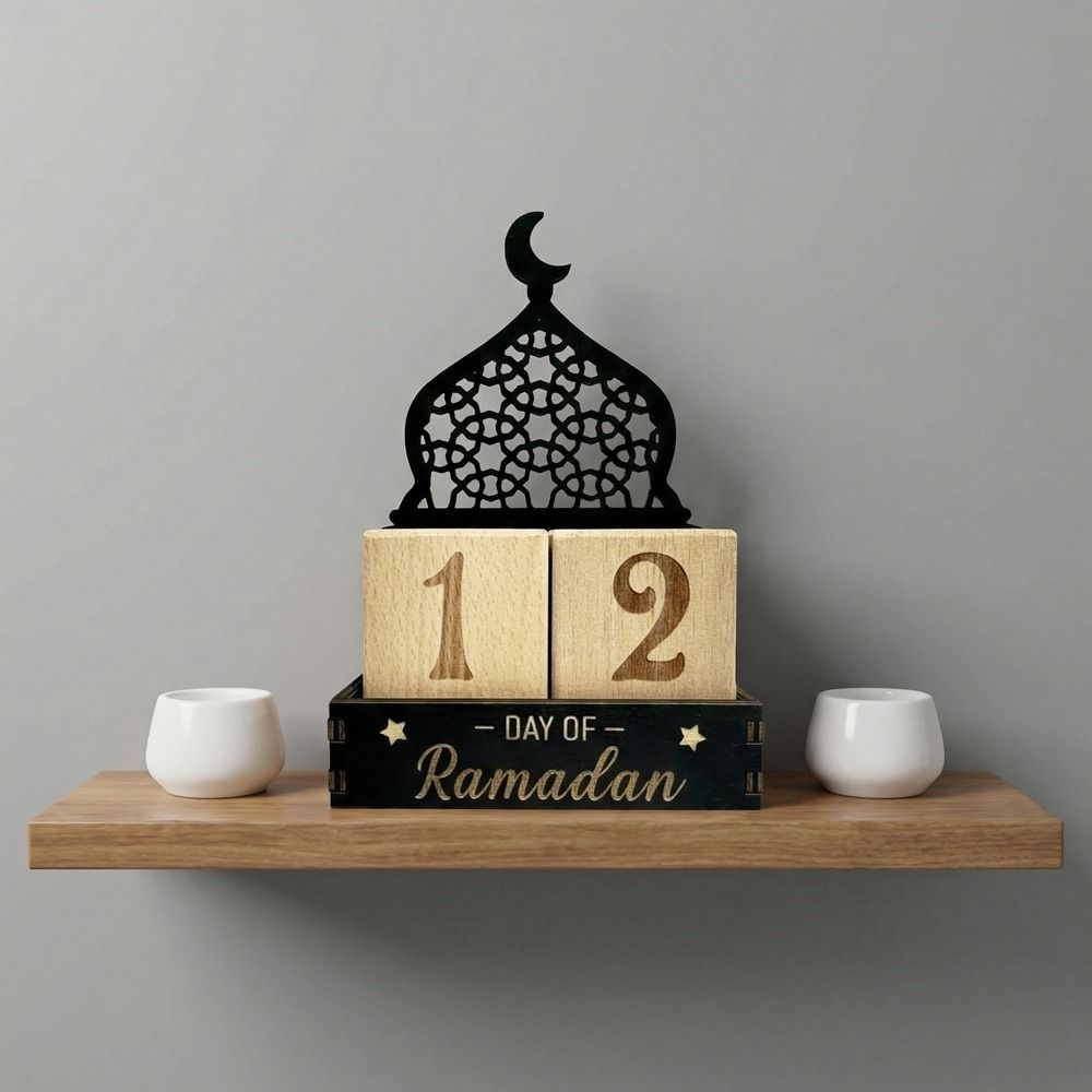 Moon Castle Eid Mubarak Calendar Blocks Wooden Ramadan Advent Calendar  Desktop Ornaments
